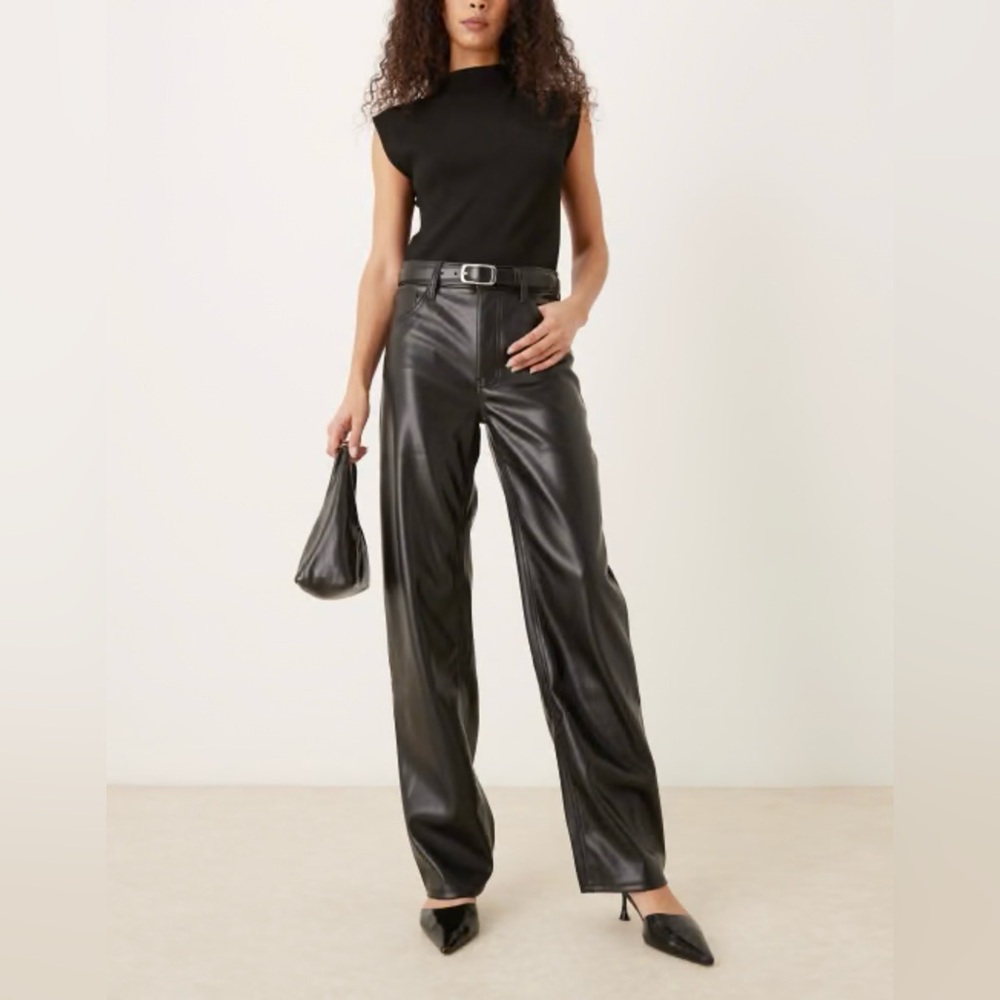 Abercrombie & Fitch 90s Relaxed High Rise Faux Leather Pants -size 14